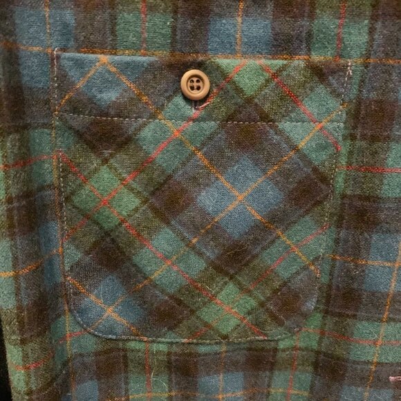 Vintage Pendleton Wool Plaid Flannel Button Work Chore Shirt Heavy Chamois Work - Picture 6 of 10